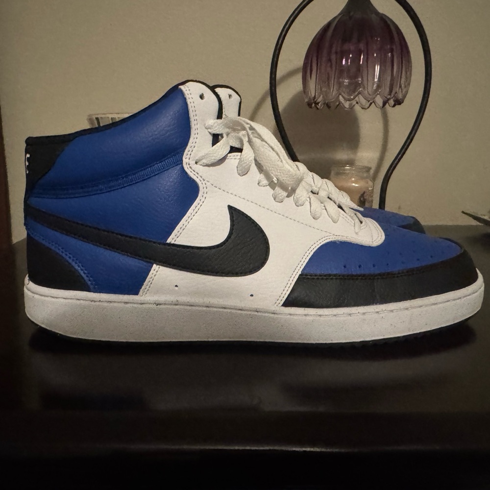 Nike Men's Blue, Black, and White High-Top Sneakers